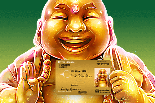 Buddah holding driver licence